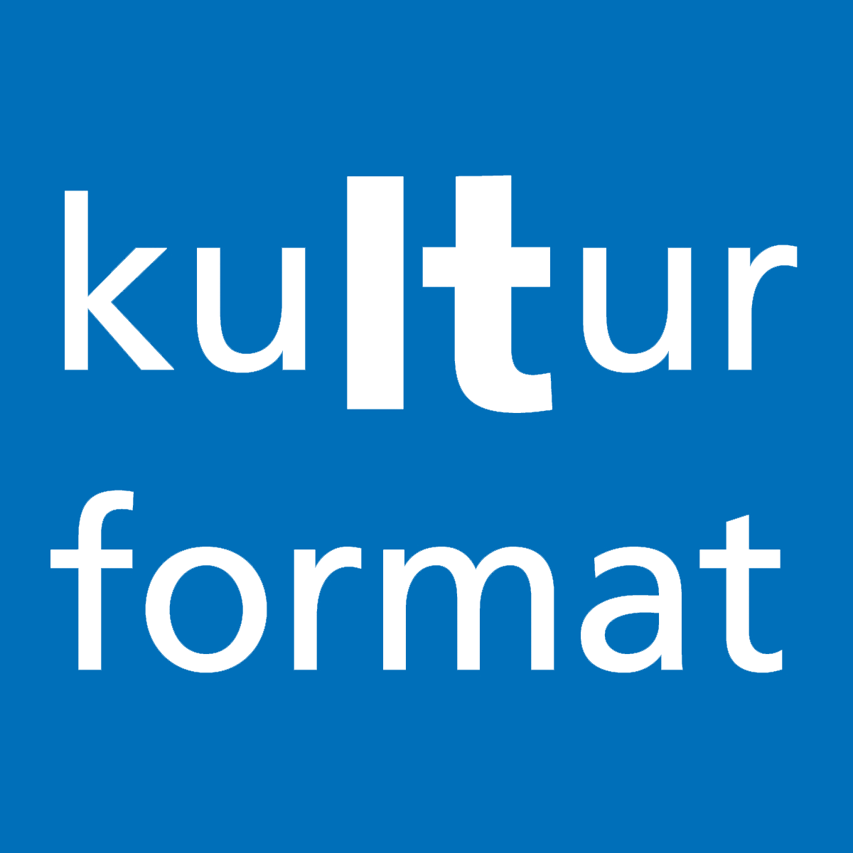 Großes Logo kulturformat, Blauer Hintergrund mit weißer Schrift